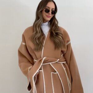 Oversized Blanket Scarf Coat – Neutral – Size L - Wear to Ways